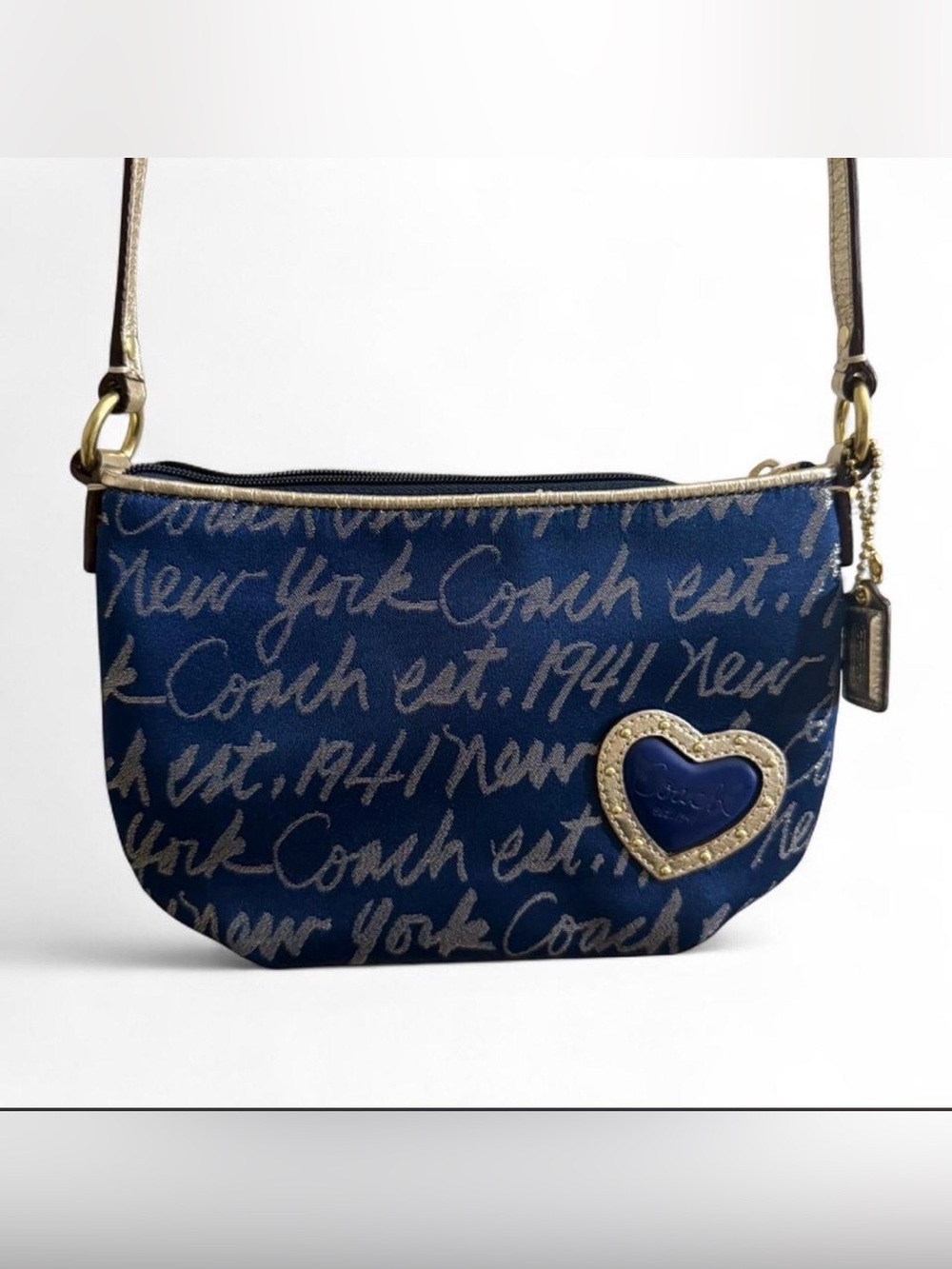 Coach Poppy Navy Signature Script Crossbody - Picture 8 of 8